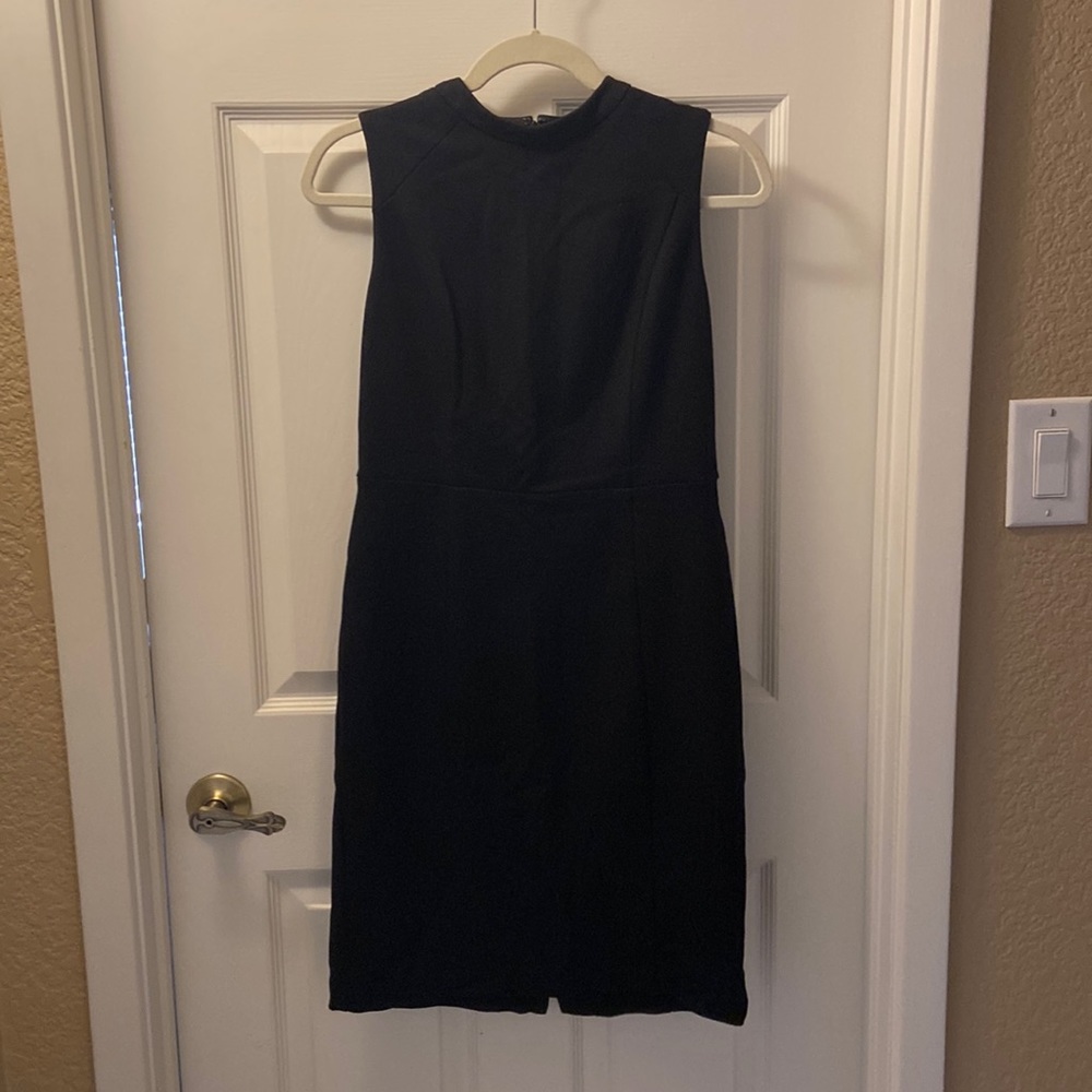 Black work dress. Loft. 8P. Hits at knee (I’m 5’5). Sleeveless